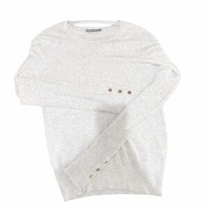 Zara Women's Light Gray Sweatshirt with Button Detail